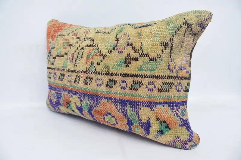 Living Room Throw Cushion Cover, 16x24 Blue Cushion Case, Ethnical Kilim Rug Pillow, Pillow Cover, Gift Pillow, Pillow for Couch - 4