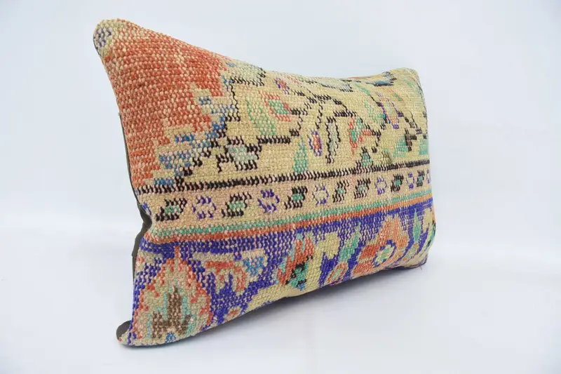 Living Room Throw Cushion Cover, 16x24 Blue Cushion Case, Ethnical Kilim Rug Pillow, Pillow Cover, Gift Pillow, Pillow for Couch - 3