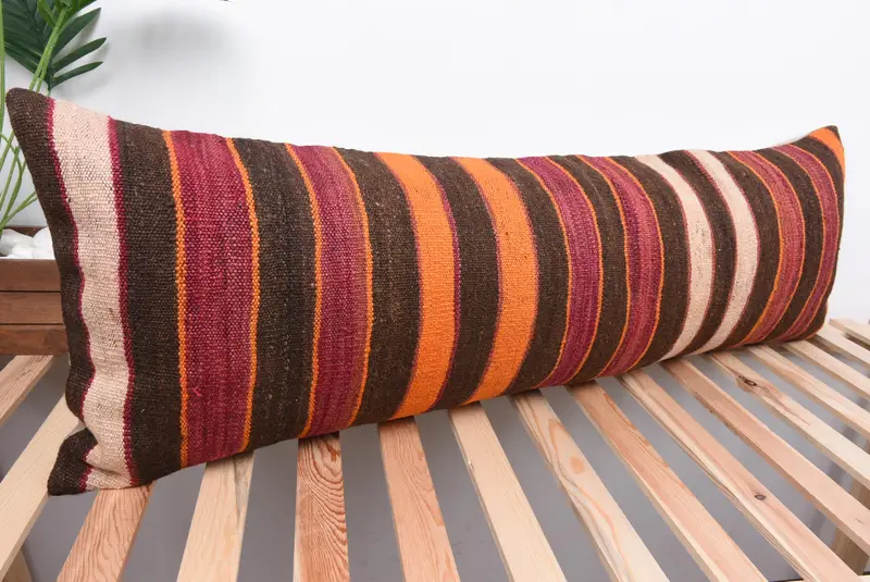 Meditation Cushion, 16x48 Brown Pillow Sham, Kilim Cushion Sham, Interior Designer Pillow, Pillow Case, Ethnical Kilim Rug Pillow - 4