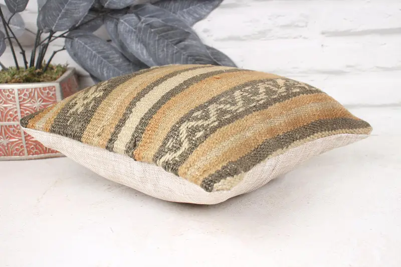 Boho Pillow, Customized Cushion Cover, Antique Pillows, 12x12 Beige Cushion Cover, Crochet Pattern Cushion, Home Decor Pillow, Cushion Case - 6