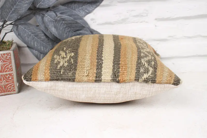 Boho Pillow, Customized Cushion Cover, Antique Pillows, 12x12 Beige Cushion Cover, Crochet Pattern Cushion, Home Decor Pillow, Cushion Case - 5