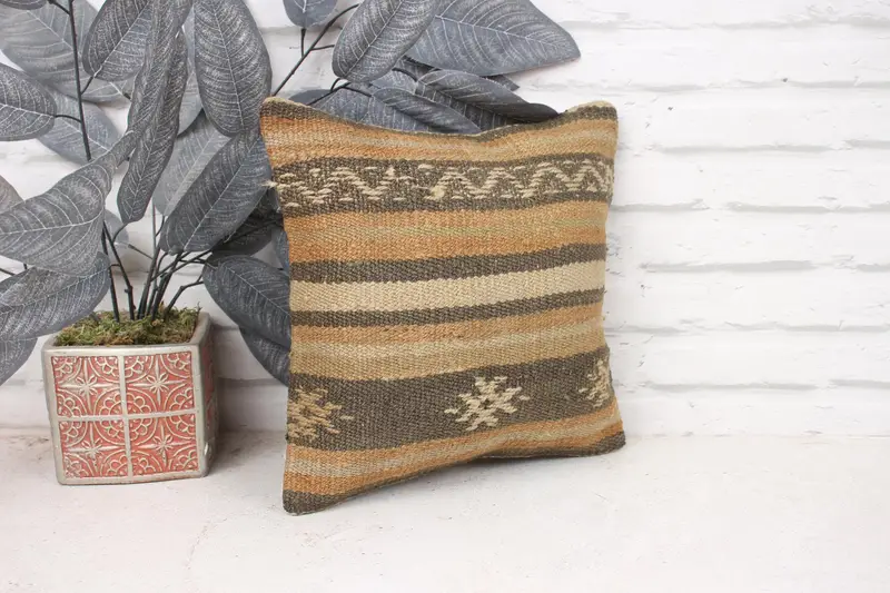Boho Pillow, Customized Cushion Cover, Antique Pillows, 12x12 Beige Cushion Cover, Crochet Pattern Cushion, Home Decor Pillow, Cushion Case - 3