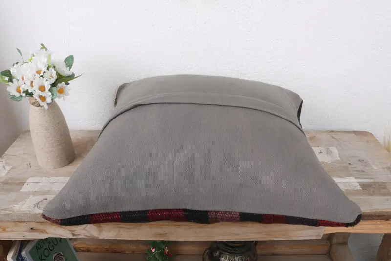 16x16 Red Cushion, Interior Designer Pillow, Nautical Throw Pillow Case, Sustainable Pillow Cover, Pillow Case, Boho Pillow, Vintage Kilim Pillow - 7