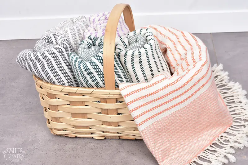 Wedding Anniversary Gift, Bridal Shower Favors, Peshtemal Towel, 76x40 Cotton Striped Towel, Beach Towel Monogram, Thin towel, Halloween Gifts - 7