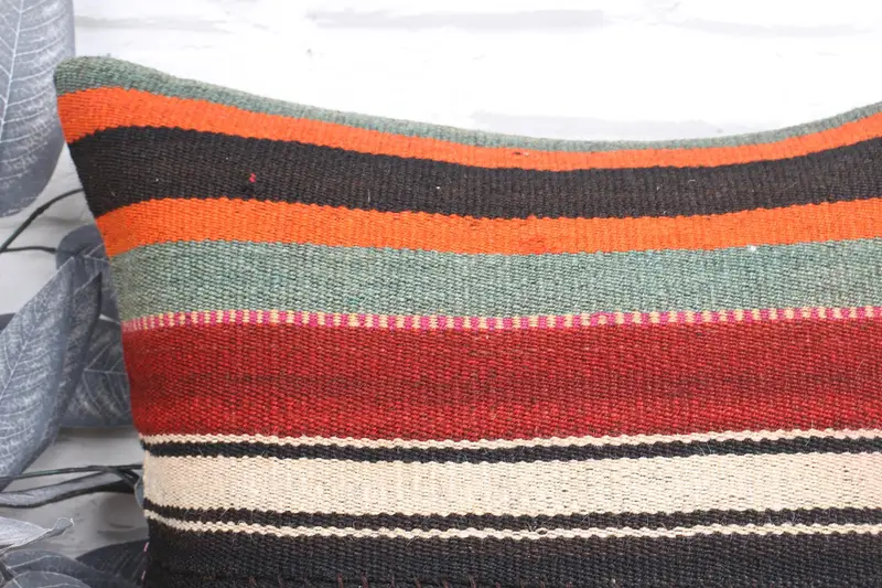 Vintage Pillow, Nautical Throw Cushion, Vintage Kilim Pillow, Turkish Corner Cushion, Pillow Case, 18x18 Orange Pillow, Boho Pillow - 2