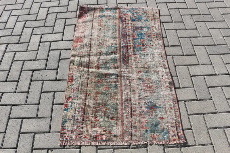 Blauer Blumenteppich, 2,6 x 4,2 Fuß, elegantes Dekor