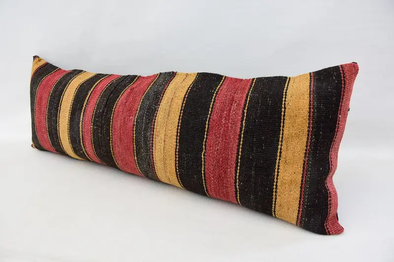 Boho Pillow, Vintage Kilim Pillow, Boho Pillow Sham Cover, Pillow Sham, 16x48 Brown Cushion Cover, Vintage Kilim Pillow Cushion - 5