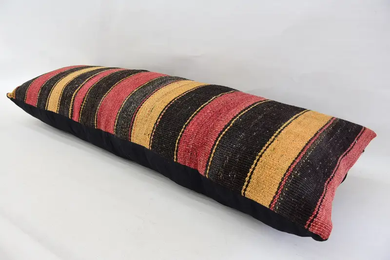 Boho Pillow, Vintage Kilim Pillow, Boho Pillow Sham Cover, Pillow Sham, 16x48 Brown Cushion Cover, Vintage Kilim Pillow Cushion - 6