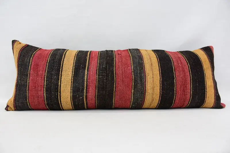 Boho Pillow, Vintage Kilim Pillow, Boho Pillow Sham Cover, Pillow Sham, 16x48 Brown Cushion Cover, Vintage Kilim Pillow Cushion - 1