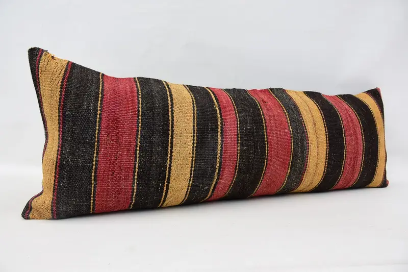 Boho Pillow, Vintage Kilim Pillow, Boho Pillow Sham Cover, Pillow Sham, 16x48 Brown Cushion Cover, Vintage Kilim Pillow Cushion - 3