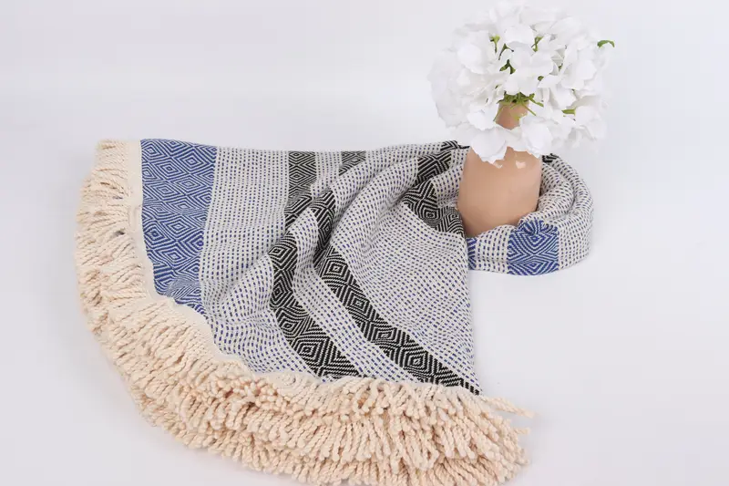 Turkish Towel Personalized, Turkish Towel Beach, Luxury towel, Travel towel, Family Gift, Gift For The Home Decor, 64x64 Cotton Round Diamond Towel - 6