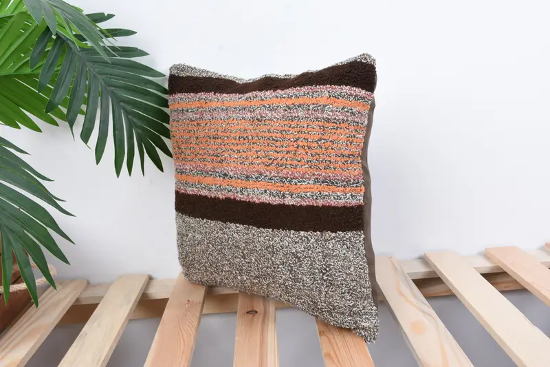 12x12 Orange Cushion Case, Pillow for Couch, Neutral Pillow Cover, Interior Designer Pillow, Boho Pillow Sham Cover, Pillow Sham - 5