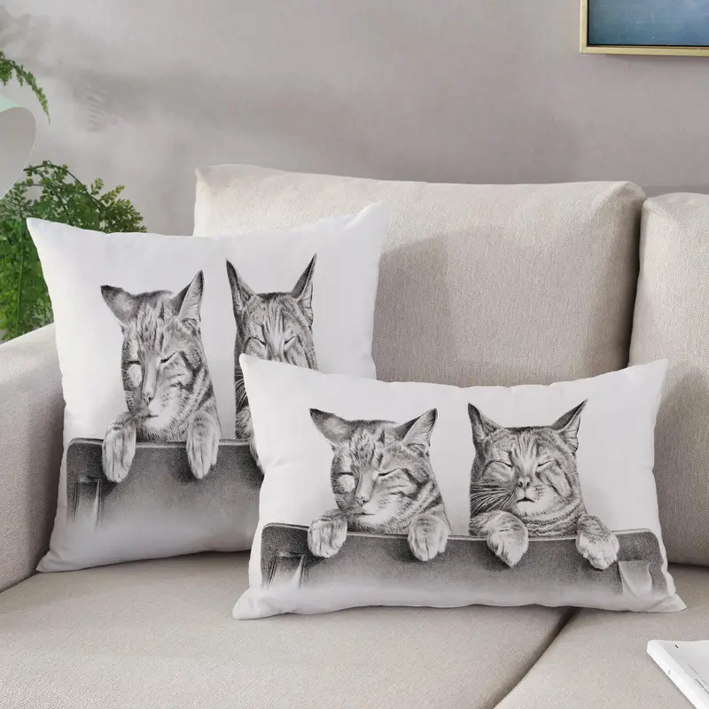 Skurriles bedrucktes Kissen mit zwei Katzen: Schöne Heimdekoration mit Tieren
