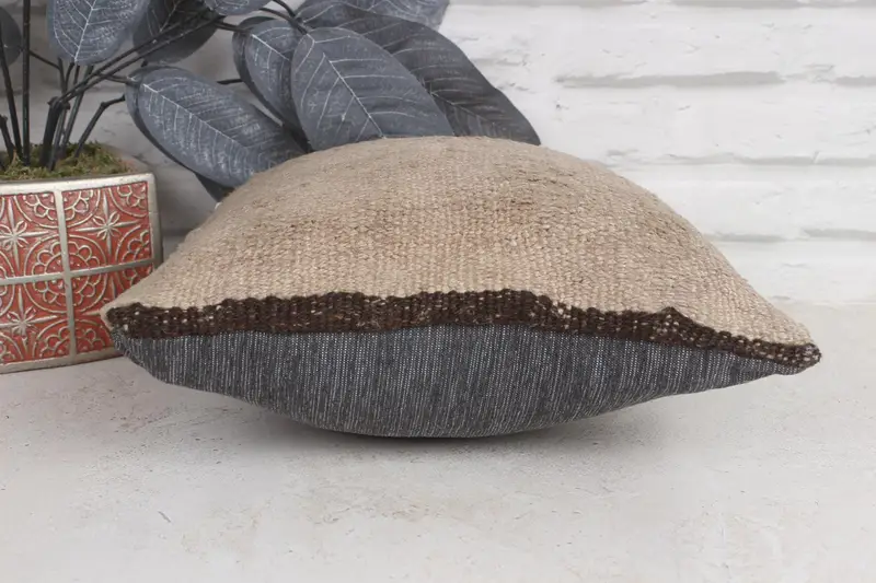 Cushion Cover, Knitted Cushion, Kilim Cushion Sham, Turkish Pillow, 12x12 Brown Pillow Case, Boho Throw Cushion Cover, Home Decor Pillow - 5