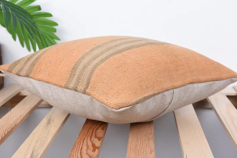 14x14 Orange Pillow Sham, Cushion Case, Vintage Pillow, Traditional Pillow Cover, Boho Pillow, Kilim Cushion Sham, Handmade Pillow - 6