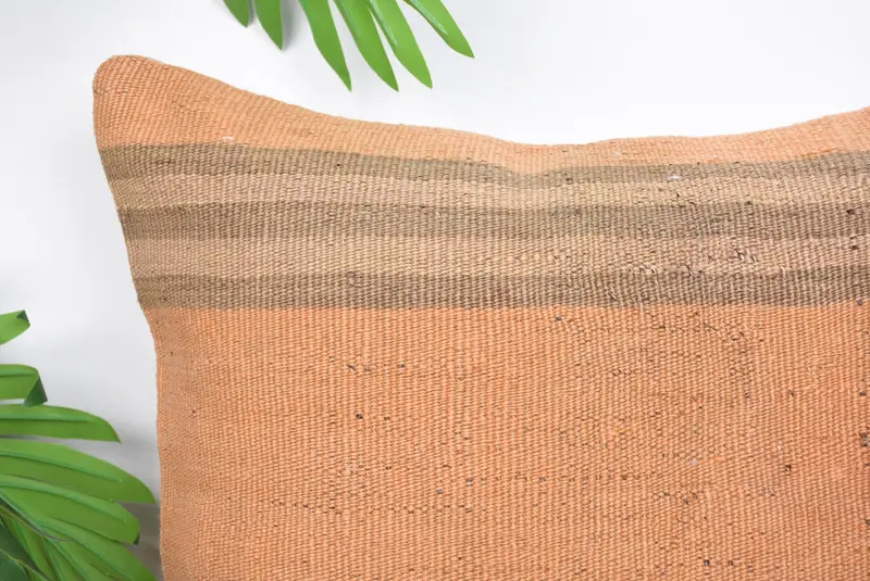 14x14 Orange Pillow Sham, Cushion Case, Vintage Pillow, Traditional Pillow Cover, Boho Pillow, Kilim Cushion Sham, Handmade Pillow - 2