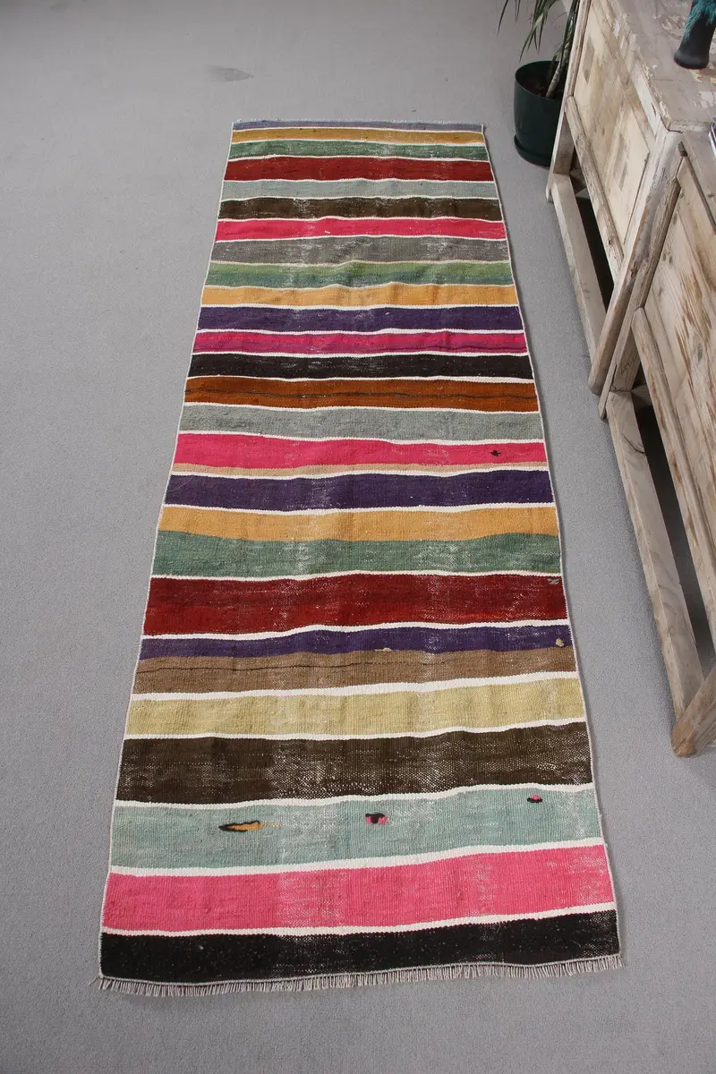 Rainbow Moroccan Rug, Vibrant 2,5x7,6 ft Decor