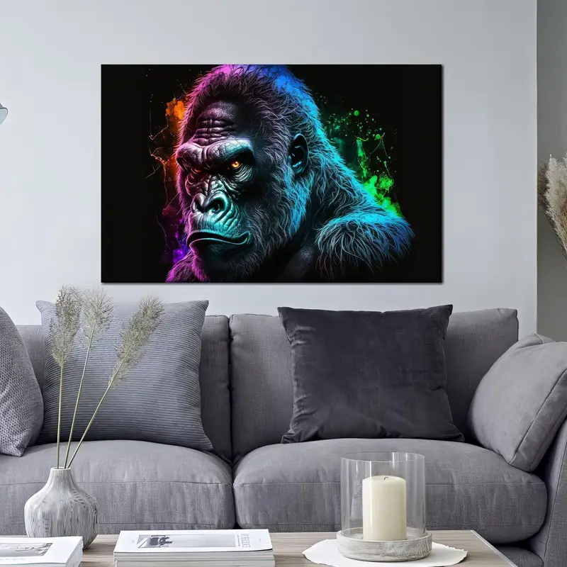 芸術的なキャンバス: 抽象的なゴリラのプリントで男性の洞窟を高めます