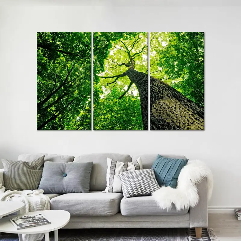 Zarif Baskılı Kanvas: Yeşil Orman Manzara Sanatı