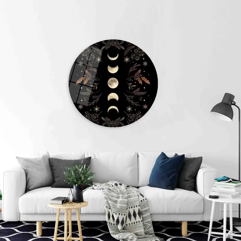 Boho Moon Floral Canvas: Elegant Botanical Art Print