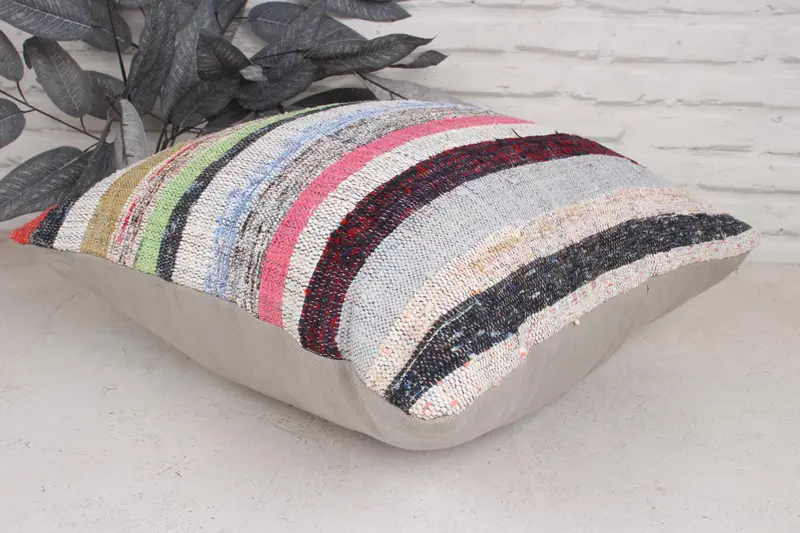 Antique Pillows, Vintage Kilim Throw Pillow, Living Room Throw Pillow, Cushion Case, 20x20 Green Pillow Sham, Nomadic Pillow Sham, Turkish Pillow - 6