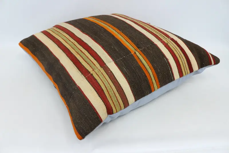 Pillow, Turkish Pillow, Indoor Cushion, Knitted Pillow Sham, Boho Throw Cushion, Vintage Kilim Pillow, 28x28 Brown Pillow Case, Throw Kilim Pillow - 6