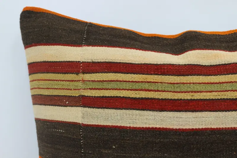 Pillow, Turkish Pillow, Indoor Cushion, Knitted Pillow Sham, Boho Throw Cushion, Vintage Kilim Pillow, 28x28 Brown Pillow Case, Throw Kilim Pillow - 2