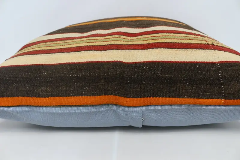 Pillow, Turkish Pillow, Indoor Cushion, Knitted Pillow Sham, Boho Throw Cushion, Vintage Kilim Pillow, 28x28 Brown Pillow Case, Throw Kilim Pillow - 5