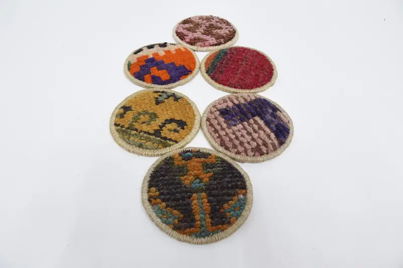 Red and Bronze Round Coaster, Unique Stylish Rug Coaster