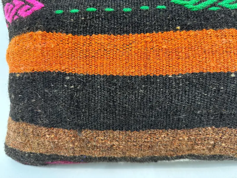 Throw Kilim Pillow, Bench Cushion Cover, Vintage Kilim Throw Pillow, Kilim Pillow Cover, 12x20 Orange Cushion, Pillow Cover - 2