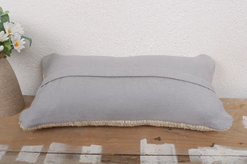 Vintage Kilim Pillow, Outdoor Patio Pillow Case, Ethnical Kilim Rug Pillow, Pillow Cover, Interior Designer Pillow, 8x16 Beige Cushion Cover - 7