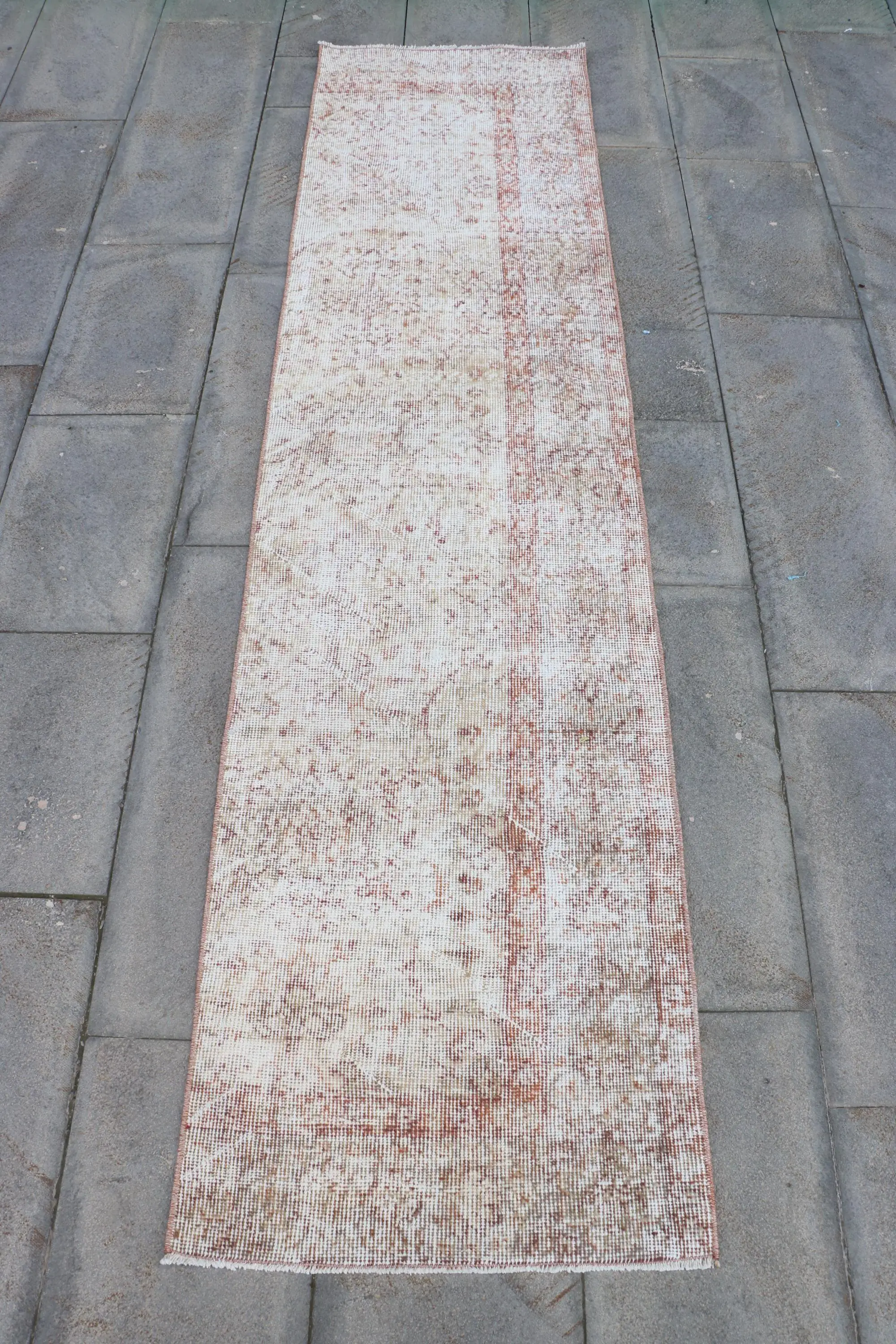 2x8.2 ft Turkish Rug, Rug, White Bordered Rug Wool - 1