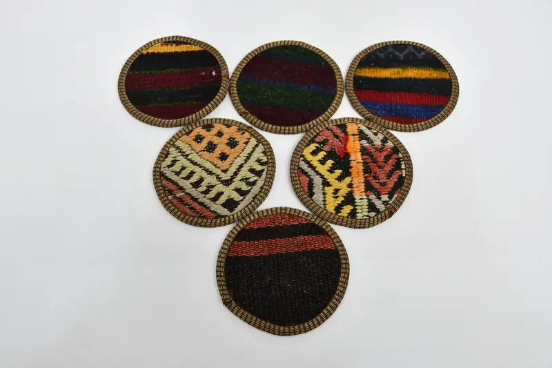 Posavasos redondos bohemios, posavasos con estampado marrón y verde