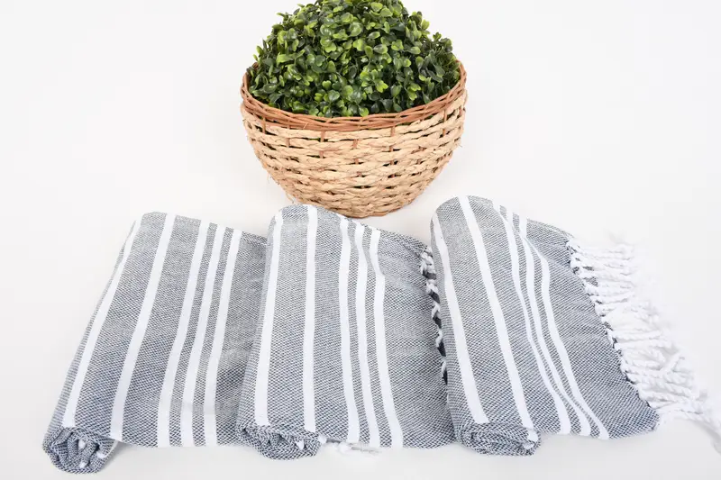 Favores de boda, regalo de verano, regalo de boda, poca de té orgánica, toalla de spa, toalla a rayas de algodón de 38x18, poca de té de monograma, toalla de cocina de monograma - 8