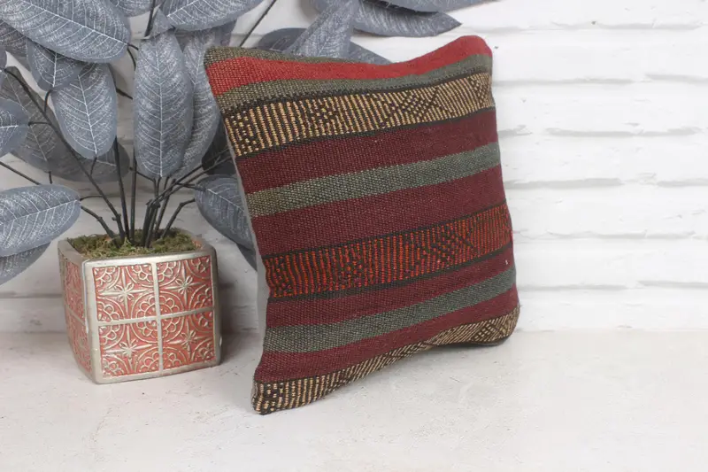 Personalized Gift Pillow Cushion, 12x12 Purple Cushion Cover, Kilim Pillow, Vintage Pillow, Cushion Cover, Boho Pillow Sham Cover, Garden Cushion - 4