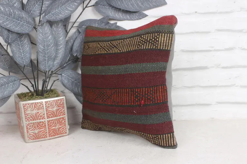Personalized Gift Pillow Cushion, 12x12 Purple Cushion Cover, Kilim Pillow, Vintage Pillow, Cushion Cover, Boho Pillow Sham Cover, Garden Cushion - 3
