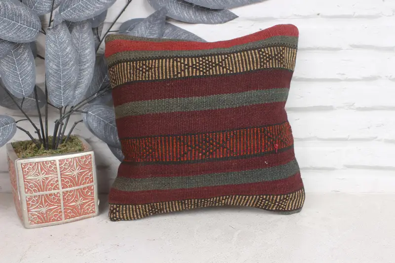 Personalized Gift Pillow Cushion, 12x12 Purple Cushion Cover, Kilim Pillow, Vintage Pillow, Cushion Cover, Boho Pillow Sham Cover, Garden Cushion - 1