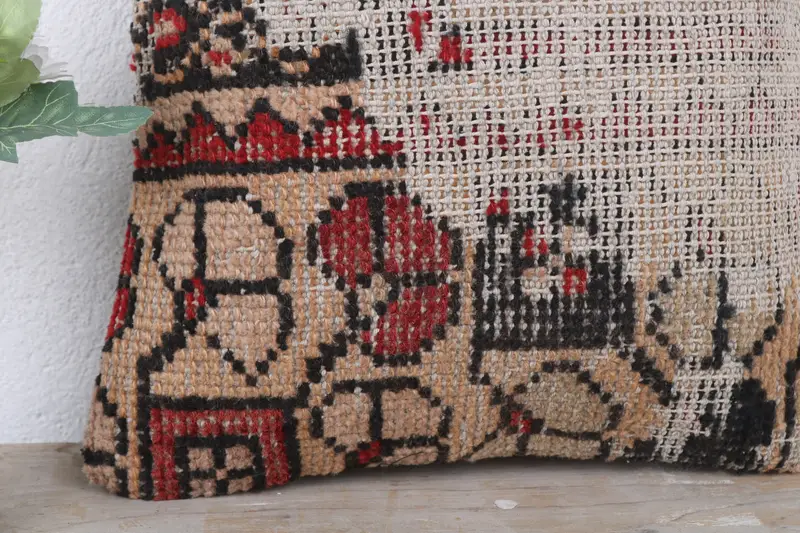Pillow Case, Ethnic Cushion Cover, 12x12 Red Cushion Case, Accent Cushion Case, Turkish Pillow, Turkish Kilim Pillow, Handmade Kilim Cushion - 3