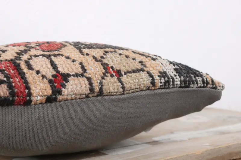 Pillow Case, Ethnic Cushion Cover, 12x12 Red Cushion Case, Accent Cushion Case, Turkish Pillow, Turkish Kilim Pillow, Handmade Kilim Cushion - 6