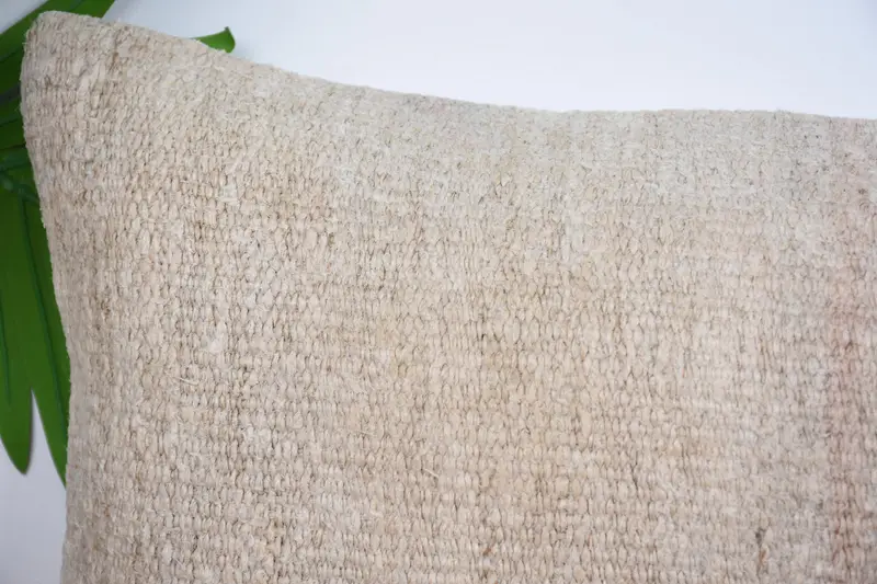 Neutral Pillow Sham, Handmade Rug Seat Cushion Case, Vintage Kilim Pillow, Kilim Pillow, Pillow Cover, 10x20 Beige Pillow Case, Boho Pillow - 2