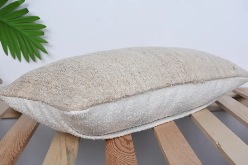 Neutral Pillow Sham, Handmade Rug Seat Cushion Case, Vintage Kilim Pillow, Kilim Pillow, Pillow Cover, 10x20 Beige Pillow Case, Boho Pillow - 6
