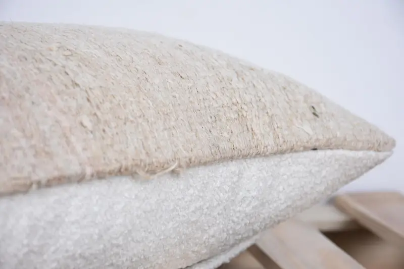 Neutral Pillow Sham, Handmade Rug Seat Cushion Case, Vintage Kilim Pillow, Kilim Pillow, Pillow Cover, 10x20 Beige Pillow Case, Boho Pillow - 7