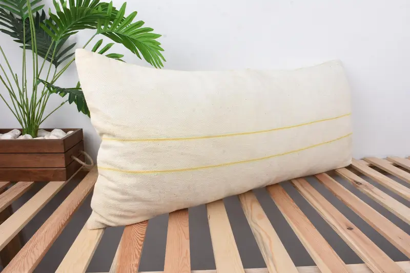 Pillow Case, Antique Pillows, 16x36 White Cushion Cover, Handmade Pillow Case, Vintage Kilim Throw Pillow, Bed Pillow Sham, Kilim Cushion Sham - 4