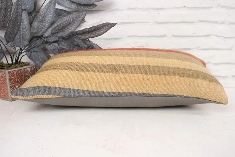 Pillow for Couch, Pillow Sham, Handmade Kilim Cushion, Boho Pillow, Shabby Chic Pillow Sham, Pastel Cushion, 12x24 Red Cushion Case - 5