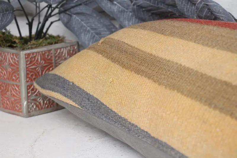 Pillow for Couch, Pillow Sham, Handmade Kilim Cushion, Boho Pillow, Shabby Chic Pillow Sham, Pastel Cushion, 12x24 Red Cushion Case - 7