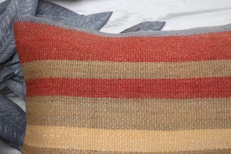 Pillow for Couch, Pillow Sham, Handmade Kilim Cushion, Boho Pillow, Shabby Chic Pillow Sham, Pastel Cushion, 12x24 Red Cushion Case - 2