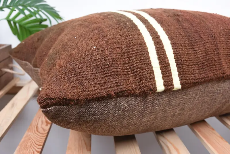 Turkish Kilim Pillow, Turkish Corner Pillow Sham, Kilim Pillow Cover, 20x28 Brown Cushion, Nautical Throw Pillow Cover, Gift Pillow, Cushion Cover - 6