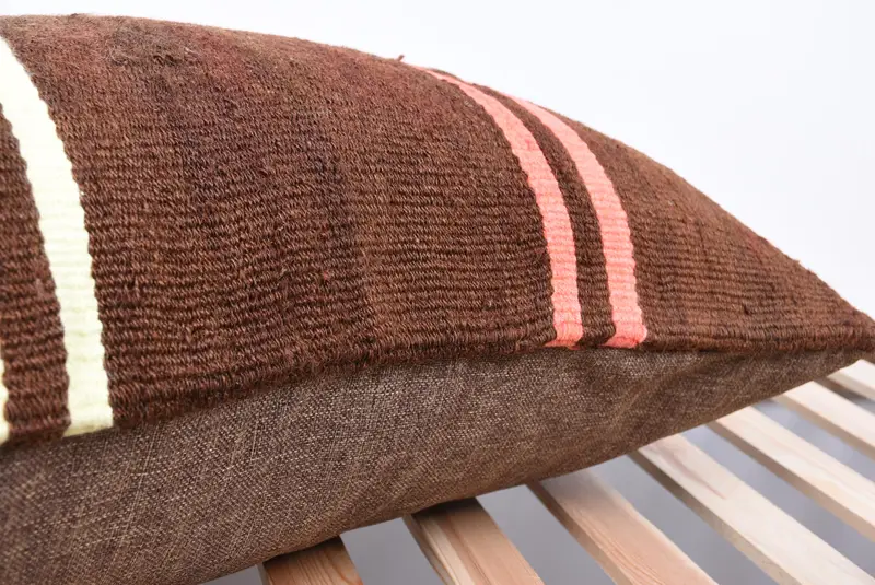 Turkish Kilim Pillow, Turkish Corner Pillow Sham, Kilim Pillow Cover, 20x28 Brown Cushion, Nautical Throw Pillow Cover, Gift Pillow, Cushion Cover - 7