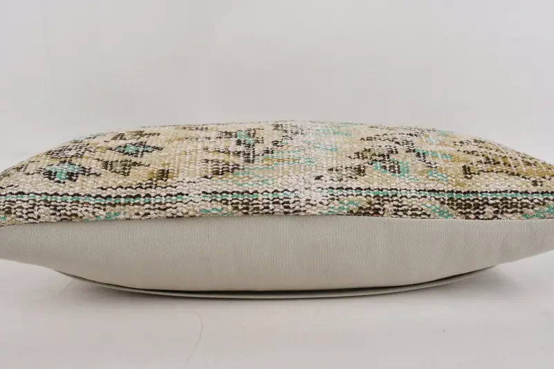 Boho Throw Pillow Case, Bolster Cushion, Antique Pillows, 12x24 Beige Pillow Case, Ethnical Kilim Rug Pillow, Kilim Cushion Sham, Cushion - 5