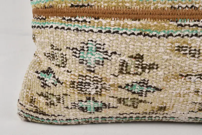 Boho Throw Pillow Case, Bolster Cushion, Antique Pillows, 12x24 Beige Pillow Case, Ethnical Kilim Rug Pillow, Kilim Cushion Sham, Cushion - 2